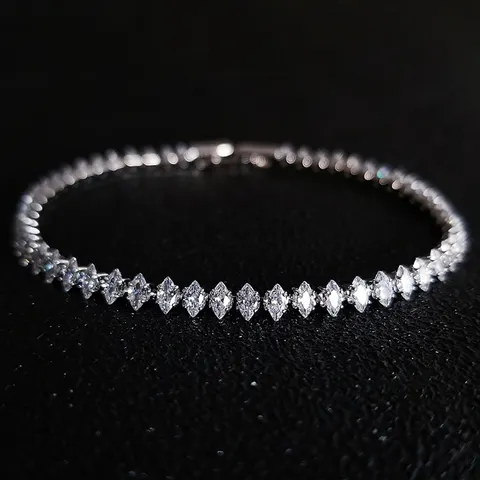 Marquise Square Cut Pulseira de Tênis para Mulheres, Cor Prata, Pulseira, Jóias, Presente de Festa, Luxo, S7062, Novo, 2024