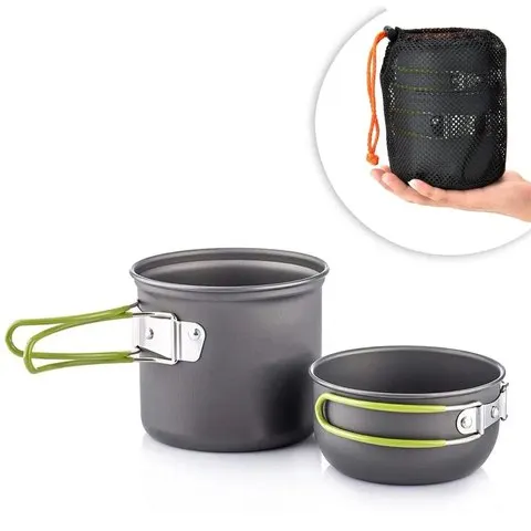 Kit de panelas para acampamento, conjunto ultraleve de panelas para acampamento ao ar livre, utensílios de mesa para caminhadas, piquenique, pesca, montanhismo