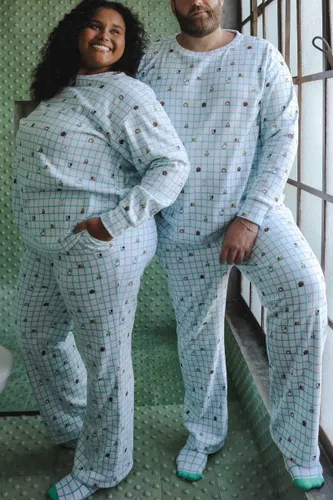 Calça Pijama Unissex Reta Soft Estampa Xadrez Pets