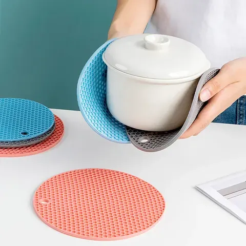 Tapete de Mesa Multifuncional de Silicone para Cozinha, Porta-Copos Redondo Antiderrapante para Café, Suporte para Panelas