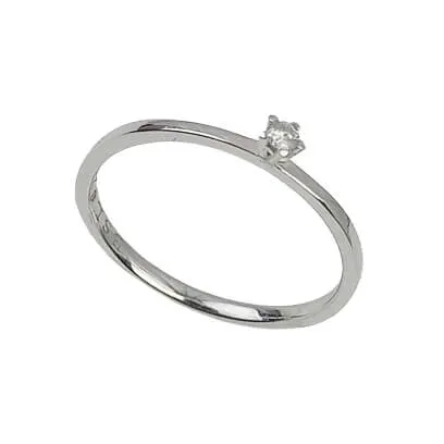 Anel Solitário Brilhante em Ouro Branco 18K