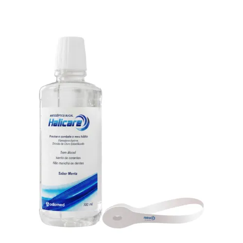 Kit Enxaguante Bucal Antisséptico e Limpador de Língua Odomed Halicare 300ml