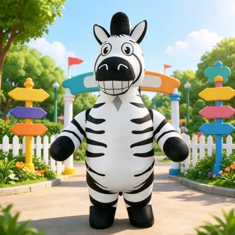 Fantasia de Mascote Inflável de Zebra Engraçada, Traje Adulto Vestível para Carnaval e Apresentações, Sem Bateria