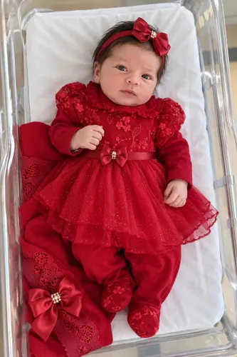 Saída de Maternidade Vermelha Luxo /saída de Hospital Vermelho 0 A 3 Meses