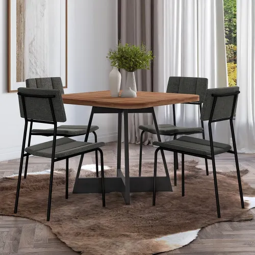 Conjunto Sala de Jantar 4 Cadeiras Londres Carraro Nogal