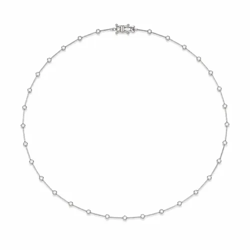 Colar Riviera 40 cm com 39 Diamantes de 5 Pontos em Ouro Branco 18k