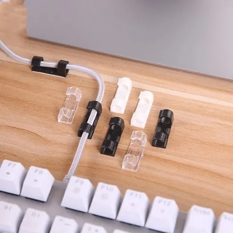 Organizador de Cabos: Clipes de Gerenciamento de Fios para Mesa e Estação de Trabalho, Suporte de Cabos ABS, Organizador de Fios USB para Carregamento e Dados, Enrolador de Cabos