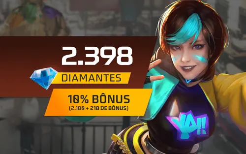 Recarga Free Fire - 2.180 Diamantes +10% de Bônus