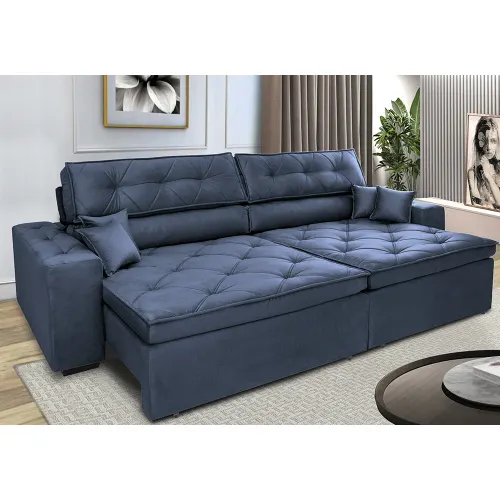 Sofá Retrátil e Reclinável com Molas Cama inBox Estilo Suede Velusoft