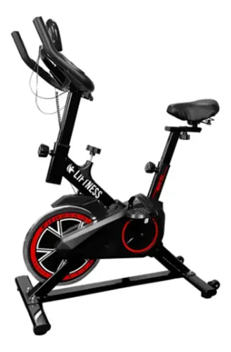 Liftness Bicicleta Ergométrica Fitness SP50PTVM para Cardio e Musculação Academia com Base Cor Preto e Vermelho