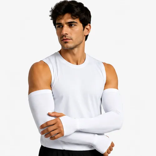 Manguito Esportivo com Dedal Proteção UV+50 - Branco