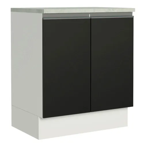 Balcão de Cozinha Madesa Glamy 70 cm 2 Portas Branco/Preto