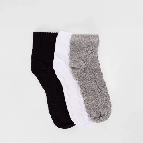Kit Meia STZ Cano Baixo Relevo 3 Pares 34-38 Colorida
