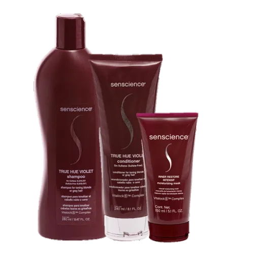 Kit Senscience True Hue Violet Shampoo Condicionador 300ml e Máscara Inner Restore Intensif 150ml