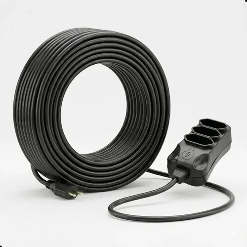 Extensão Elétrica 30 Metros Reforçada 3 Tomadas Cabo Resistente 10a 20a Bivolt Uso Profissional Residencial Obra Alta Durabilidade