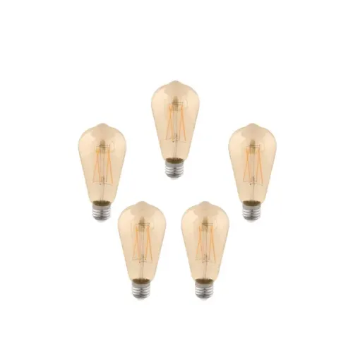 Kit 5 Lâmpadas Bulbo Filamento E27 Led 2w 200lm 360°