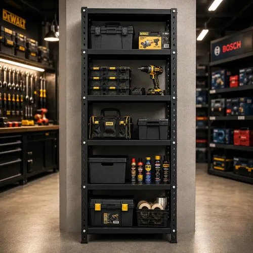 Estante Prateleira de aço 6 Bandejas Livros Ferramentas Quarto Cozinha Almoxarifado Multiuso Armário Reforçada Drakar Cor Preto