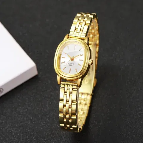 Elegante relógio de pulso feminino com mostrador oval, relógio de quartzo para mulheres, relógio para meninas, presente (sem caixa).