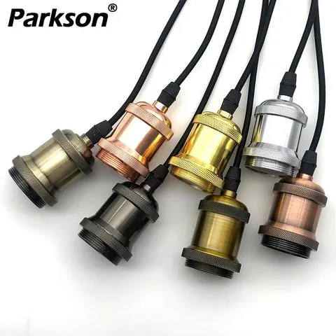 Luminária pendente vintage retro Edison, soquete E27, luminárias pendentes com base para lâmpada de rosca, luminária industrial de alumínio, suporte para lâmpada retro.