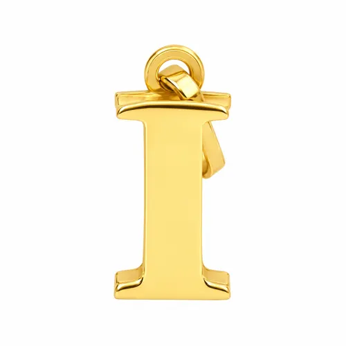 Pingente Letra I Galeria em Ouro 18K