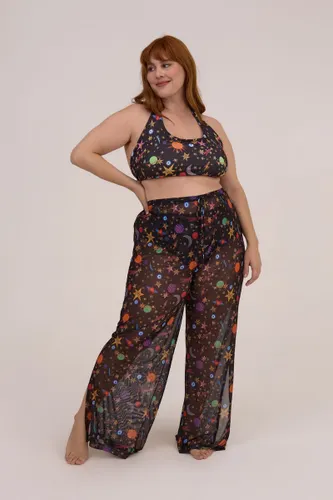 Calça Pantalona Tule Estampa Galáxia