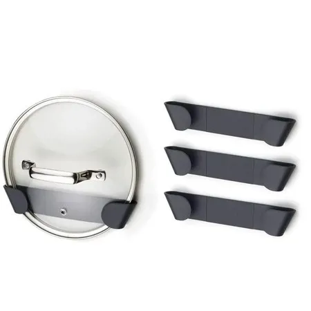 kit 5 suportes para Tampas de Panela  Porta Tampas Adesivo ou fixação com parafuso para Armário Cozinha