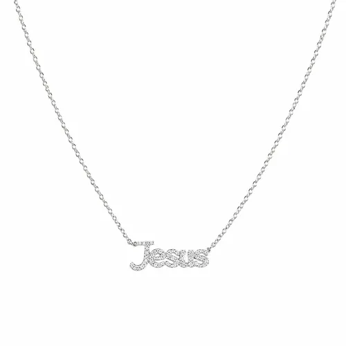 Colar 42 cm Gargantilha ?Jesus? com Extensor em Zircônia