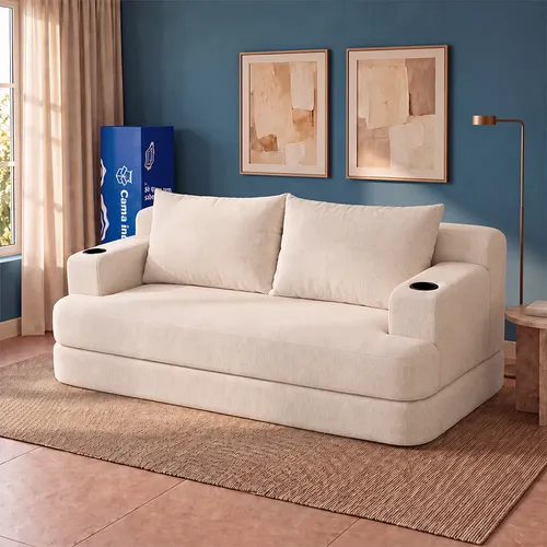 Sofá Cama Nami Xpand Tech a Vácuo Bouclê Cama inBox
