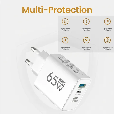 Adaptador de Carregamento Rápido GaN USB PD Tipo-C Multi-Portas para Celular, Carregador de Alta Velocidade para Eletrônicos Digitais