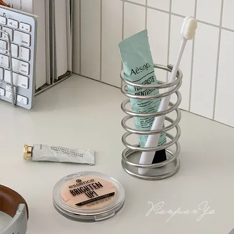 Suporte de escova de dentes de aço inoxidável, metal, acessórios de banheiro, ferramenta para pasta de dente, escova de maquiagem, rack de armazenamento, decoração de casa