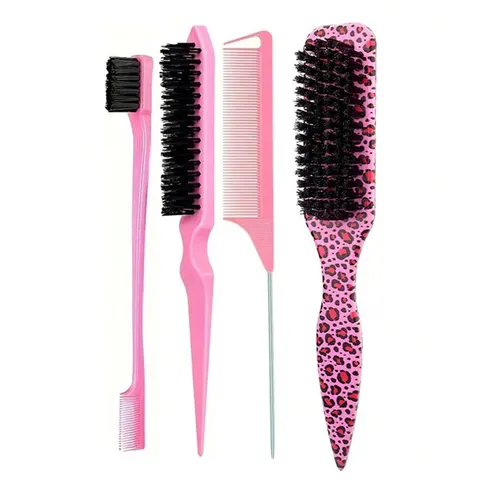 Escova de Cabelo com Cerdas para Pentear e Alisar Rabos de Cavalo, Coques, Cabelos de Bebê, Fios Rebeldes e Controle de Bordas - Para Cardar e Desfiar