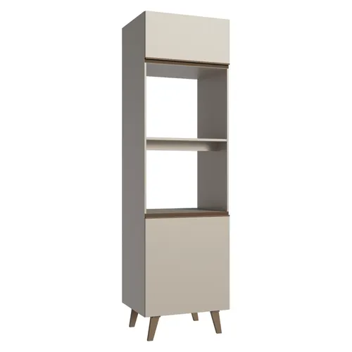 Torre Quente 60 cm 2 Portas 2 Nichos com Pés Crema Nice Madesa