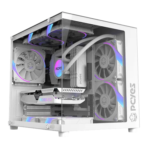 Gabinete Gamer PCYES Forcefield Mini White Ghost Vidro Temperado