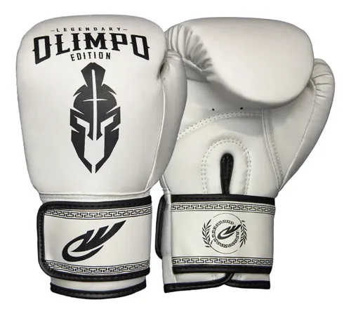 Luva de Boxe Muay Thai Kickboxing Olimpo Esportes Cor Branco/preto Tamanho 16oz