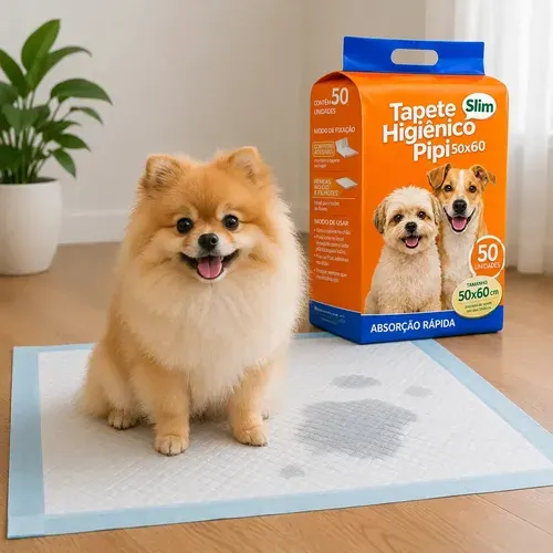 Tapete Higiênico para Cães Gatos Pets Manta Absorvente 50 Unidades 50x60Cm Branco Fralda Pet Cachorro Camadas de Proteção Bloqueador de Odor Linha Premium com Camadas de Proteção