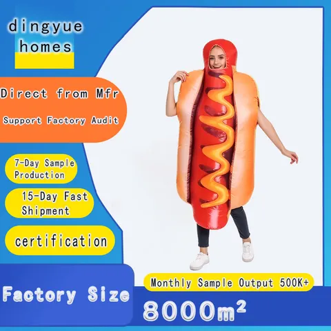 Fantasia de cachorro-quente para adultos, fantasia engraçada de comida, roupa de cosplay para festa de carnaval e Halloween