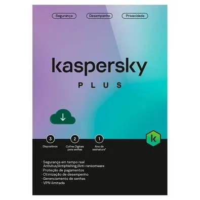 Kaspersky Antivírus Plus 3 Dispositivos 1 Ano, Digital para Download - KL1042KDCFS