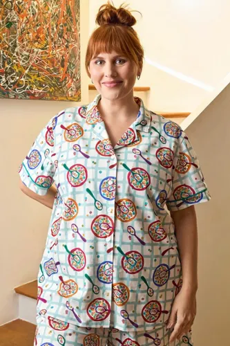 Camisa Pijama Feminina Manga Curta Estampa Cereal Killer