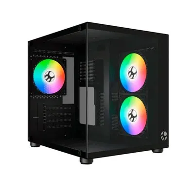 Gabinete Gamer Bluecase Pure Pro BG-064, Micro-ATX, Mini-ITX, 3x Fans Rainbow, Lateral em Vidro, Preto - BG-064PBBX