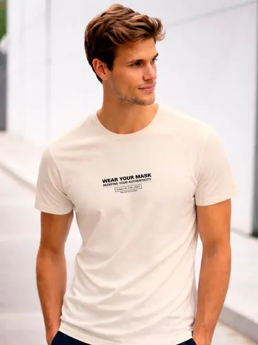 Camiseta Aveloz Masculino Authenticity Confortável 100% Algodão Off white