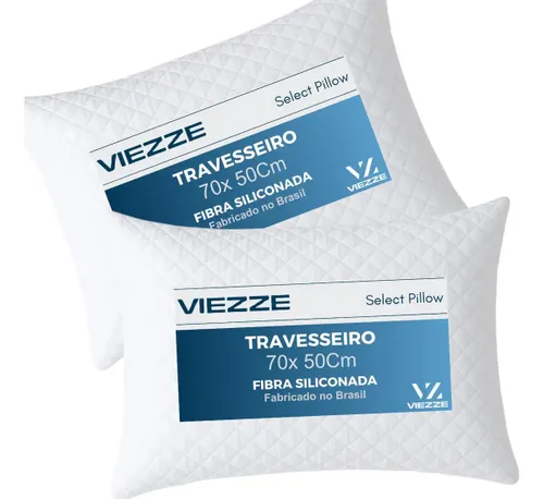 Kit 2 Travesseiros Luxo Matelado Fibra Antialérgica 70x50cm Branco