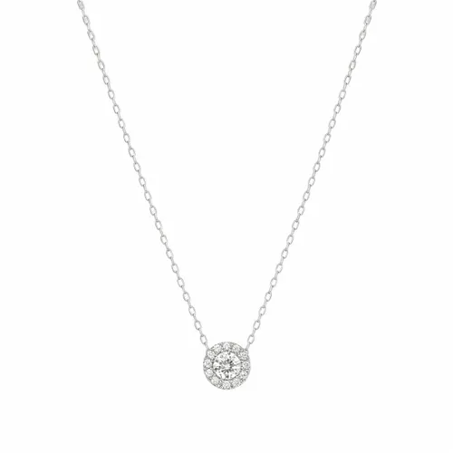 Colar Pingente Redondo de 4 mm em Prata de Lei Cravejado com Zircônias