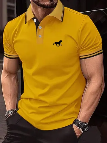 Nova Camiseta Masculina Clássica de Manga Curta, Camisa Polo de Verão, Camiseta Casual com Botão e Gola, Tamanhos Super Grandes S-3XL