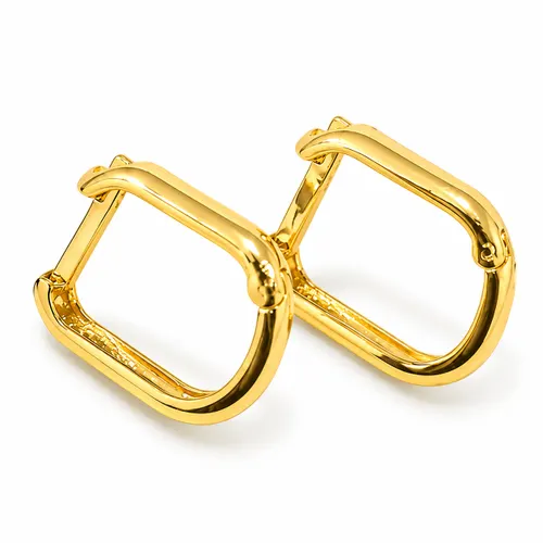Brinco Oval Retangular em Ouro 18K