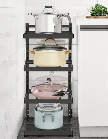 Prateleira de armazenamento para pia de cozinha, prateleira de armazenamento para utensílios de cozinha com várias camadas, para armários de fogão, prateleira ajustável para panelas.