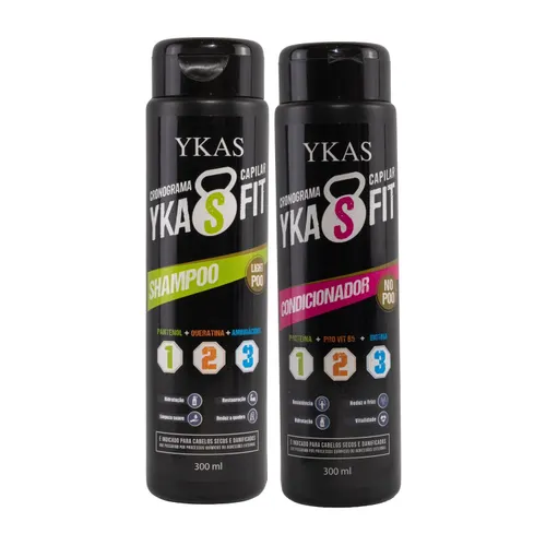 Kit Ykas Crossfit Cronograma Capilar Shampoo 300 ml e Condicionador 300 ml