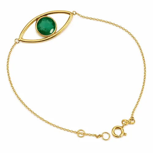 Pulseira 17,5 cm Olho Grego Esmaltado em Ouro 18K