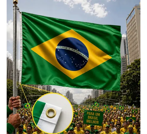 Bandeira do Brasil Gigante de Poliéster 2,70m x 1,80m para Mastro Parede Carro Decoração Eleições 2026