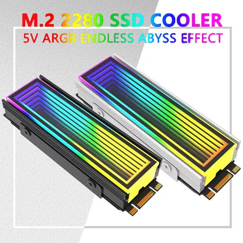 5v/3pin argb aura sincronização computador 2280 ssd m2 radiador de alumínio pc rgb m.2 nvme cooler dissipador de calor unidade de estado sólido dissipador de calor refrigerador