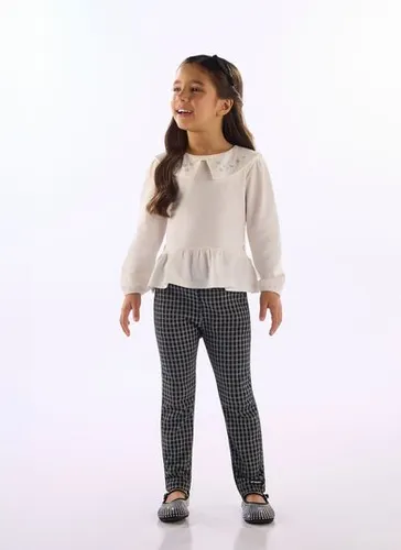 Blusa Infantil Menina com Gola Decorada Branco